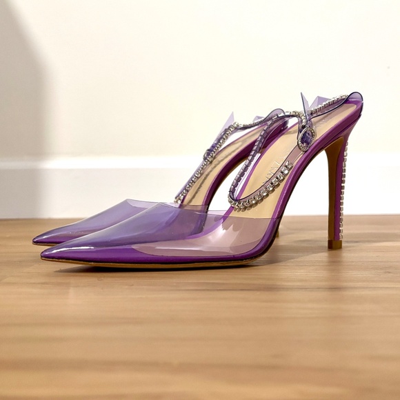 Stuart Weitzman | Stuart Glam PVC Embellished Ankle-Strap Pumps | Size: US 11 - Picture 1 of 8